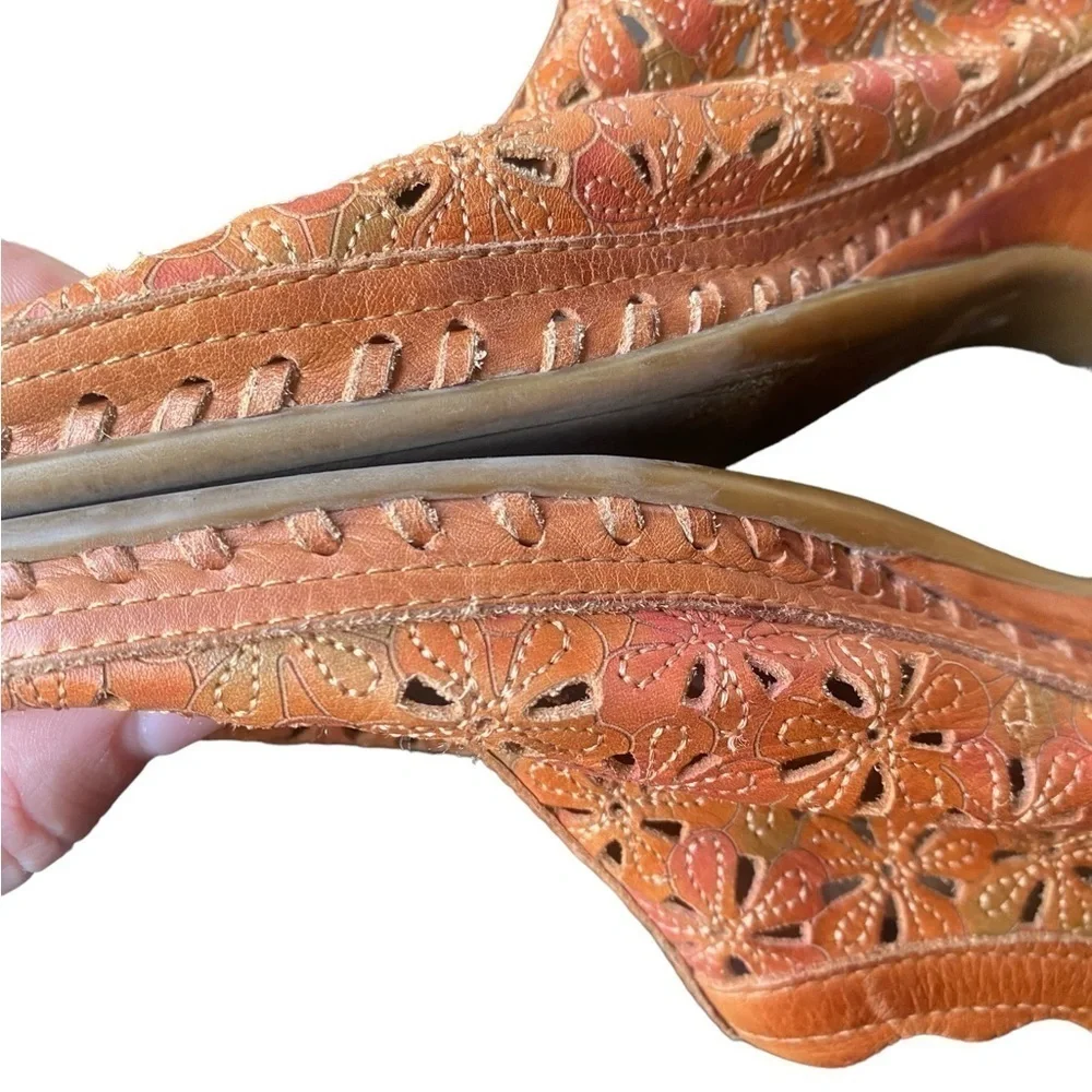PIKOLINOS Romana Laser Cut Floral Leather Slingbacks I Size: 5.5-6